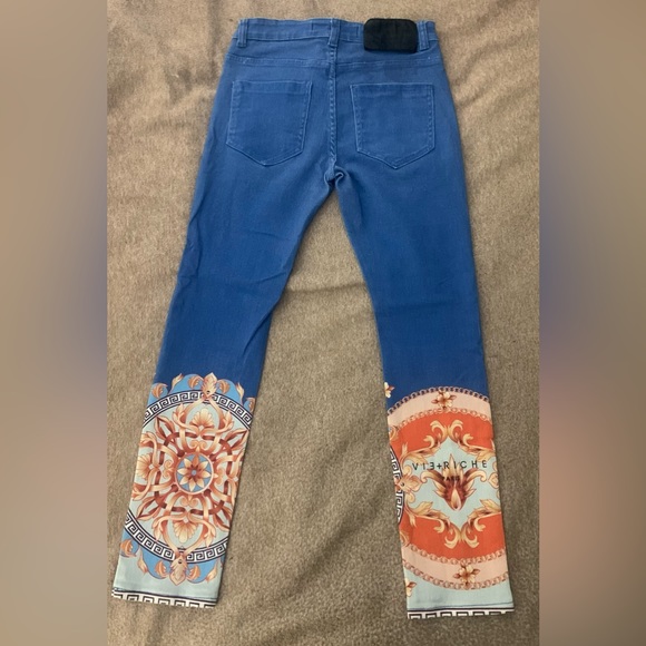 Vie Riche Baroque Print Denim Pants Size 32 (0329) - Picture 4 of 9